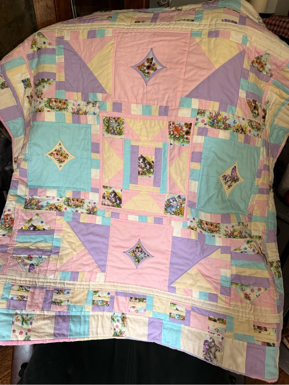 Pastel Patchwork Quilted Baby/toddler or anyone who loves cats!